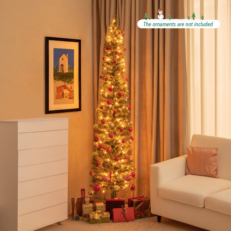 6/7 FeeT Pencil Xmas Tree with Warm White Incandescent Lights-7 ft