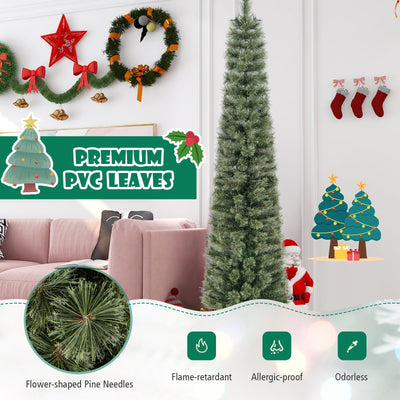 6/7 FeeT Pencil Xmas Tree with Warm White Incandescent Lights-7 ft