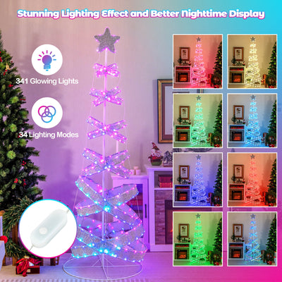 7 Feet Outdoor Spiral Christmas Tree for Party  Xmas New Year Decoration