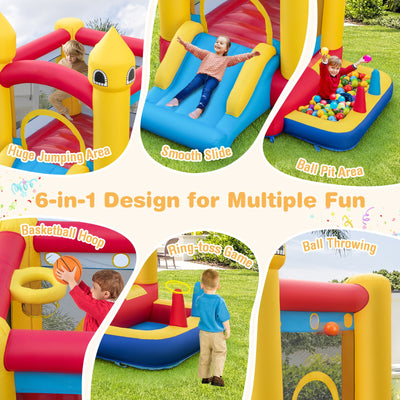 Inflatable Bounce House with 480W Blower and Ocean Balls for Yard