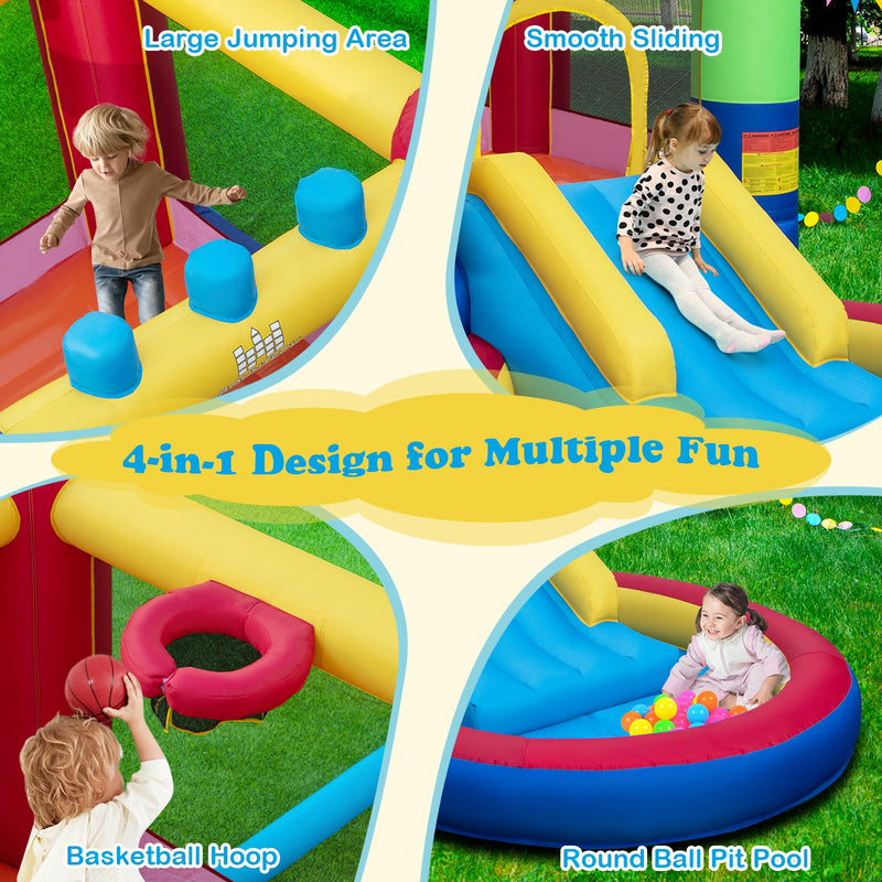 4-in-1 Jigsaw Theme Inflatable Bounce House with 480W Blower