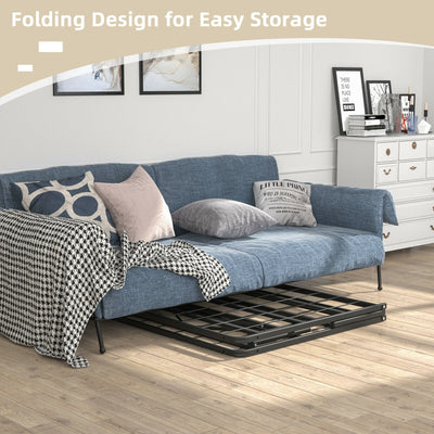 Twin/Full/Queen Size Foldable Metal Platform Bed with Tool-Free Assembly-Twin size