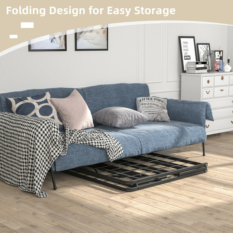 Twin/Full/Queen Size Foldable Metal Platform Bed with Tool-Free Assembly-Twin size