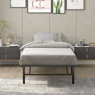Twin/Full/Queen Size Foldable Metal Platform Bed with Tool-Free Assembly-Twin size