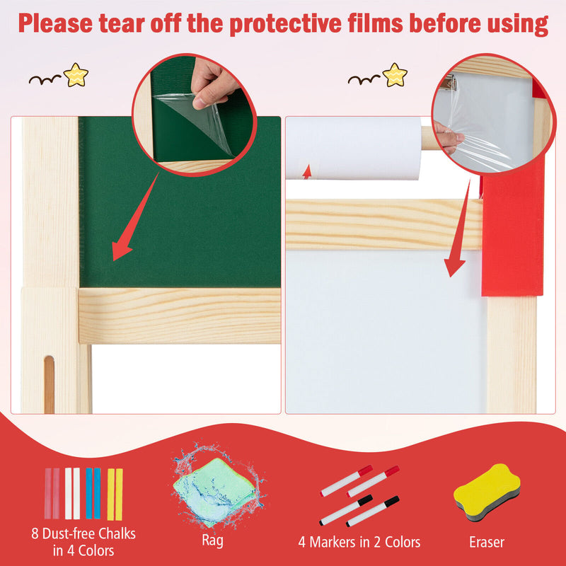 *3-in-1 Double-Sided Adjustable Kid Easel for 3-8 Years Old Toddlers