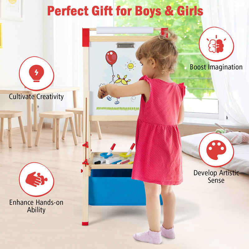 *3-in-1 Double-Sided Adjustable Kid Easel for 3-8 Years Old Toddlers