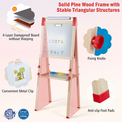 *3-in-1 Double-Sided Adjustable Kid Easel for 3-8 Years Old Toddlers