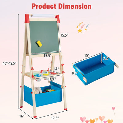 *3-in-1 Double-Sided Adjustable Kid Easel for 3-8 Years Old Toddlers