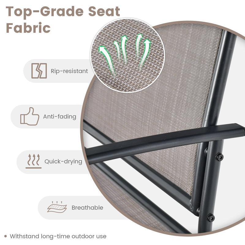 Outdoor Gliding Loveseat Chair with Tempered Glass Coffee Table-2 Pieces