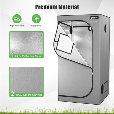 35 × 35 × 70 Inch Plant Growth Tent with Floor Tray-Gray