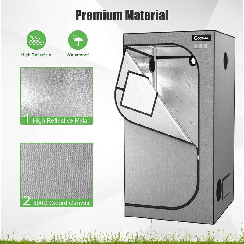 35 × 35 × 70 Inch Plant Growth Tent with Floor Tray-Gray