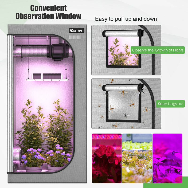 35 × 35 × 70 Inch Plant Growth Tent with Floor Tray-Gray
