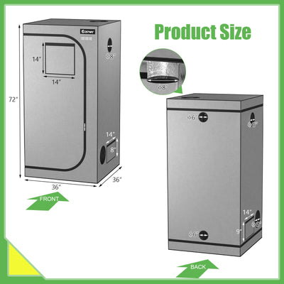 35 × 35 × 70 Inch Plant Growth Tent with Floor Tray-Gray