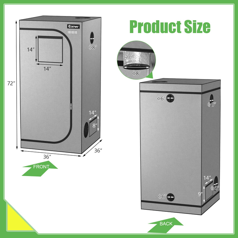 35 × 35 × 70 Inch Plant Growth Tent with Floor Tray-Gray