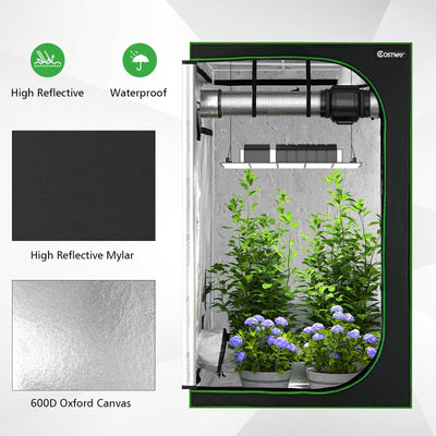 48 x 48 x 80 Inch High Reflective Mylar with Observation Window-Black