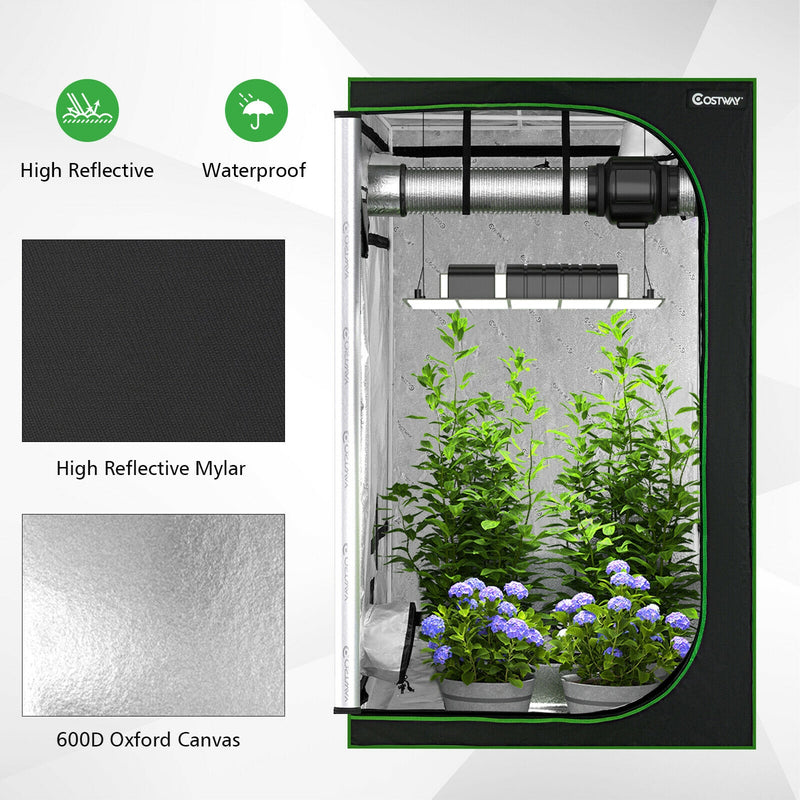 48 x 48 x 80 Inch High Reflective Mylar with Observation Window-Black