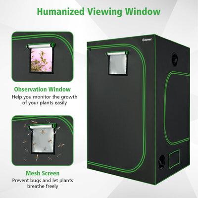 48 x 48 x 80 Inch High Reflective Mylar with Observation Window-Black