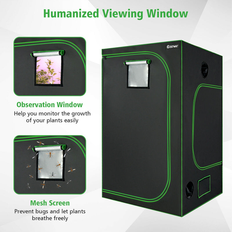 48 x 48 x 80 Inch High Reflective Mylar with Observation Window-Black
