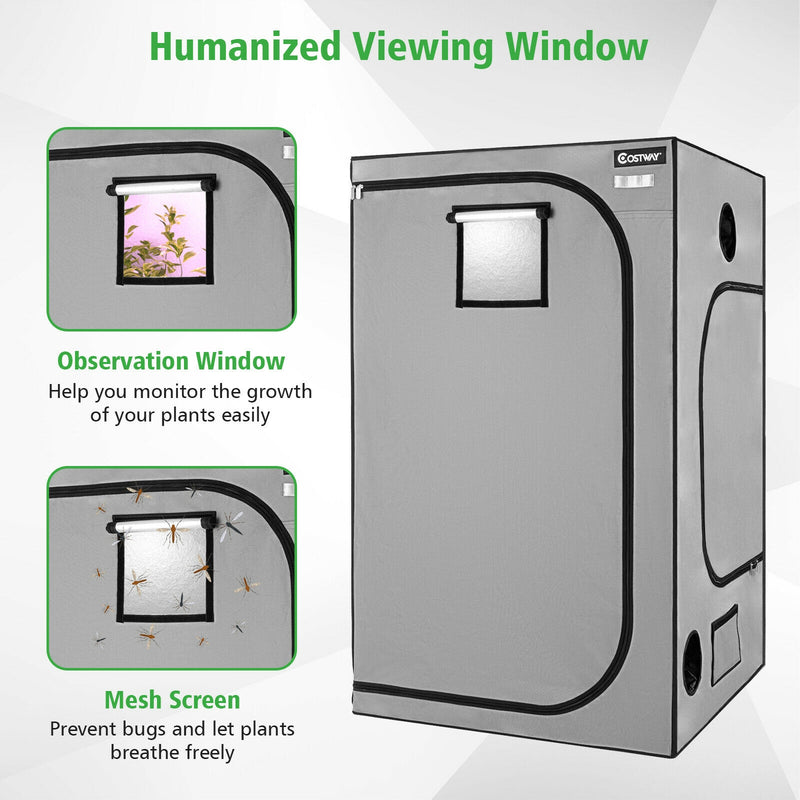 48 x 48 x 80 Inch High Reflective Mylar with Observation Window-Gray