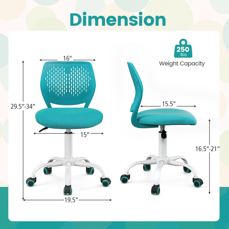 *Ergonomic Children Study Chair with Adjustable Height - Turquoise