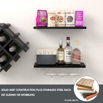 Set of 5 Wall Mount Wine Rack Set w/ Storage Shelves-Black