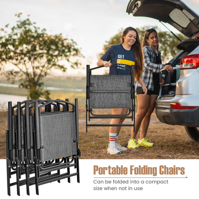 Patio Dining Set for 4 with Umbrella Hole-Gray