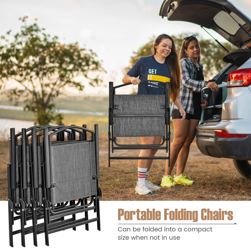Patio Dining Set for 4 with Umbrella Hole-Gray