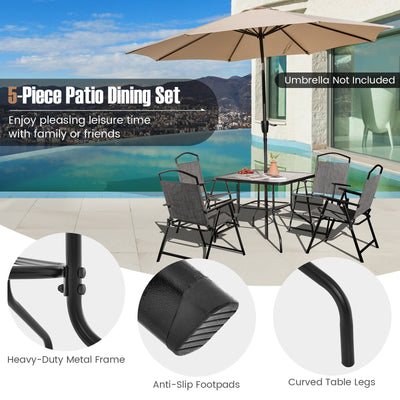 Patio Dining Set for 4 with Umbrella Hole-Gray