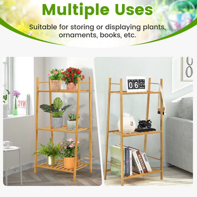 3 Tiers Vertical Bamboo Plant Stand-Natural