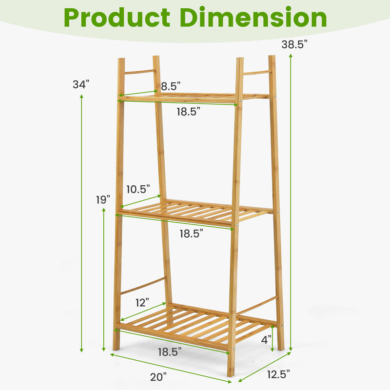3 Tiers Vertical Bamboo Plant Stand-Natural