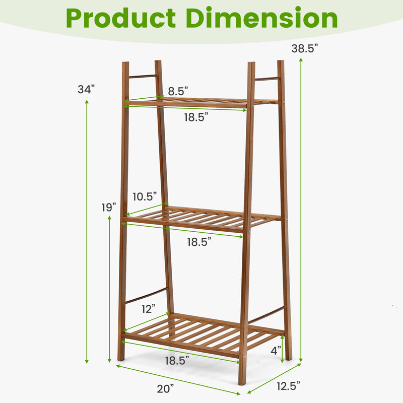 3 Tiers Vertical Bamboo Plant Stand-Brown