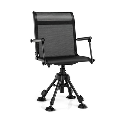 backordered - *Folding Swivel Patio Chair with 4 Adjustable Leg - Black