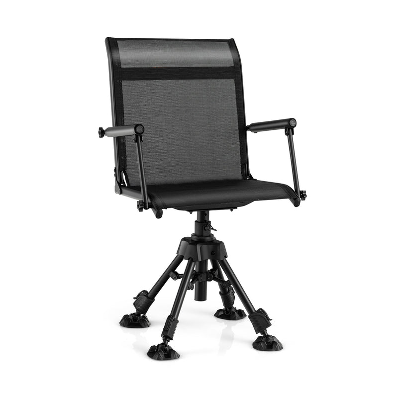 backordered - *Folding Swivel Patio Chair with 4 Adjustable Leg - Black
