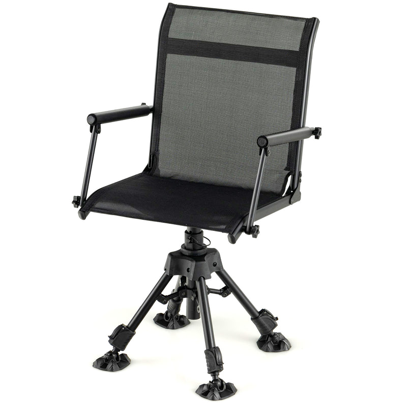 backordered - *Folding Swivel Patio Chair with 4 Adjustable Leg - Black