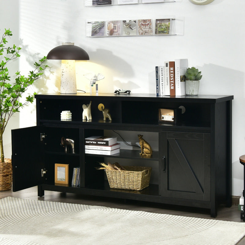59 Inch TV Stand Media Center Console Cabinet with Barn Door for TV&