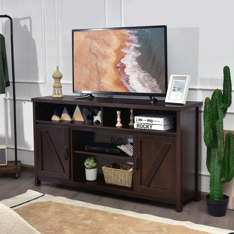 59 Inch TV Stand Media Center Console Cabinet with Barn Door for TV&