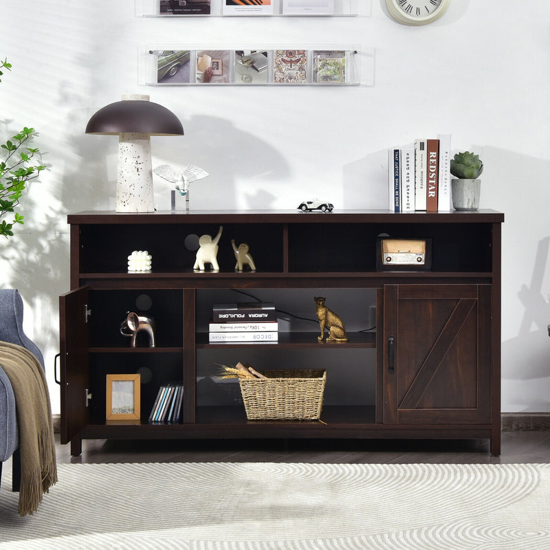 59 Inch TV Stand Media Center Console Cabinet with Barn Door for TV&