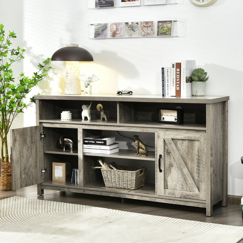 59 Inch TV Stand Media Center Console Cabinet with Barn Door for TV&
