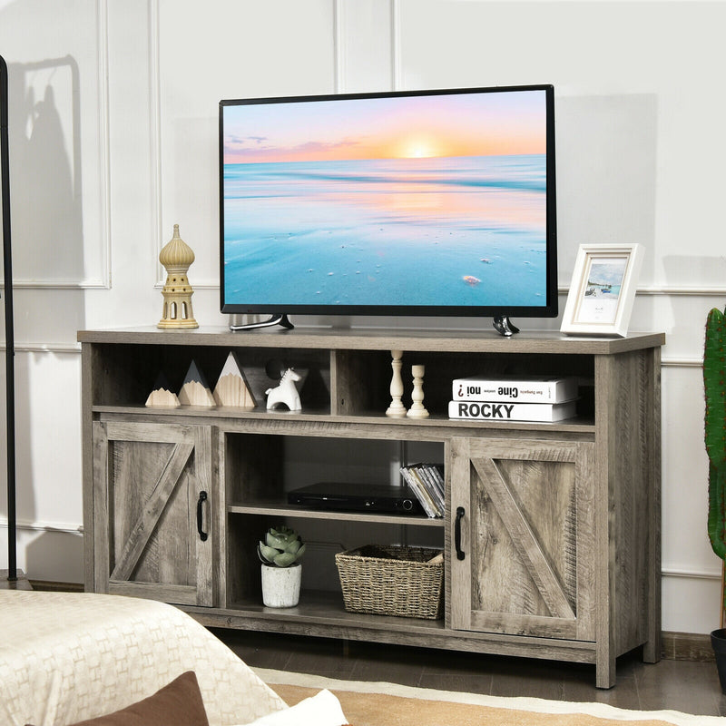 59 Inch TV Stand Media Center Console Cabinet with Barn Door for TV&