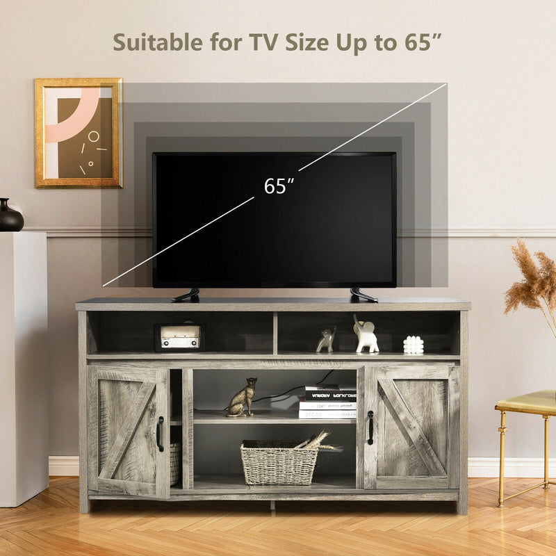 59 Inch TV Stand Media Center Console Cabinet with Barn Door for TV&
