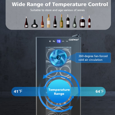 12 Bottle Compressor Wine Cooler Refrigerator-Black