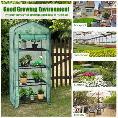 Mini Greenhouse with 4-Tier Rack and Weatherproof PE Cover