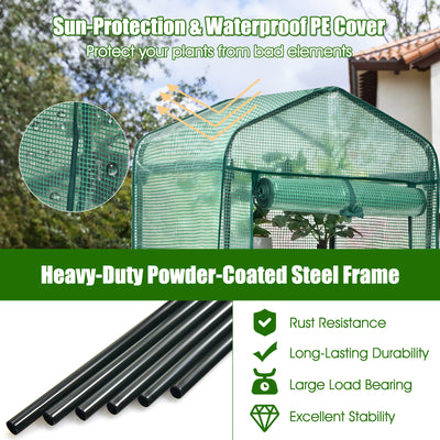 Mini Greenhouse with 4-Tier Rack and Weatherproof PE Cover