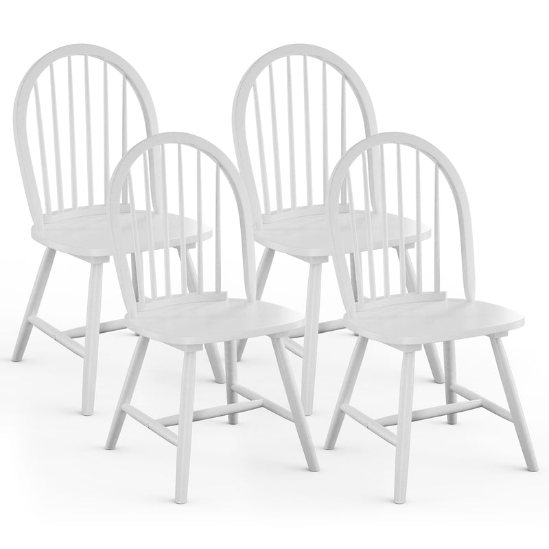 Set of 2 Vintage Windsor Wood Chair with Spindle Back for Dining Room-White