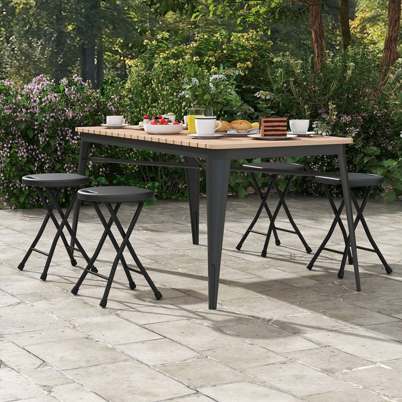 Set of 4 18 Inch Collapsible Round Stools with Handle-Black