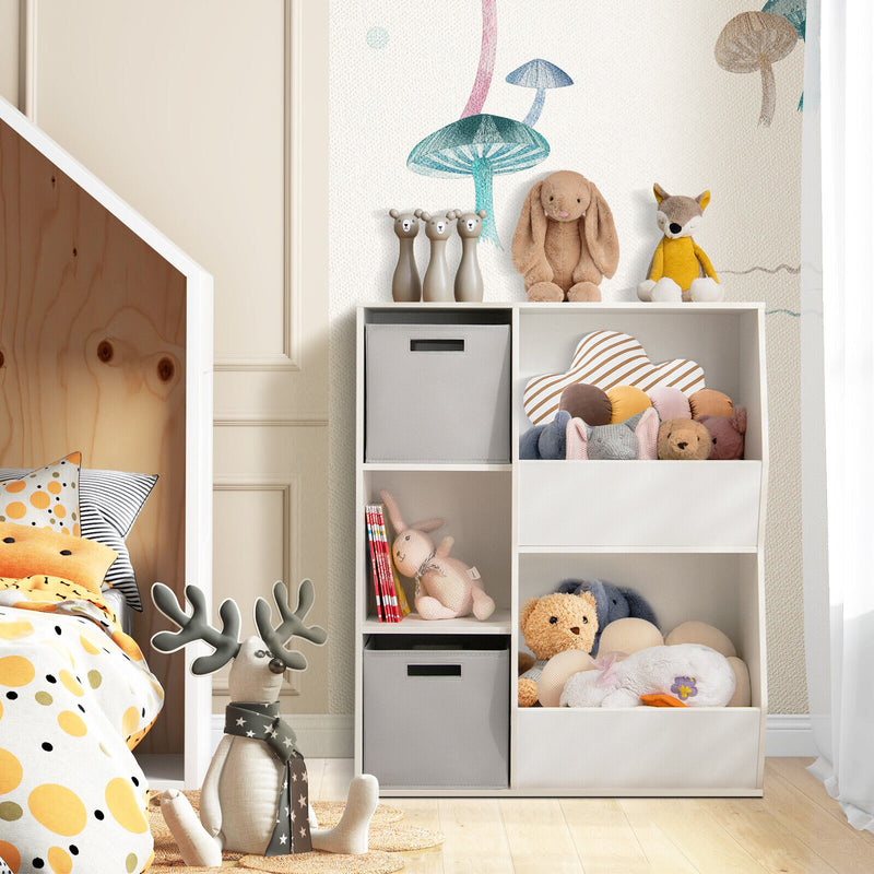 White Kids Toy Storage Cabinet Shelf Organizer