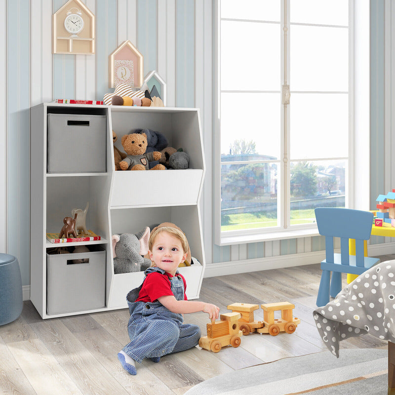White Kids Toy Storage Cabinet Shelf Organizer