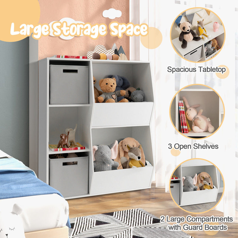White Kids Toy Storage Cabinet Shelf Organizer