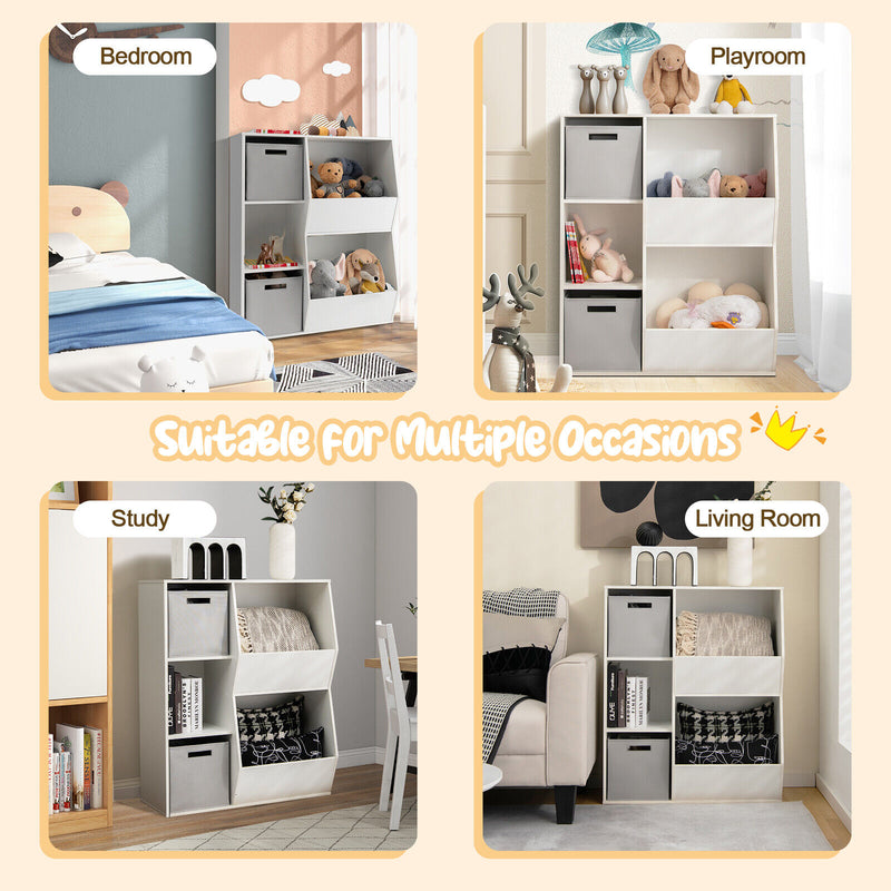 White Kids Toy Storage Cabinet Shelf Organizer