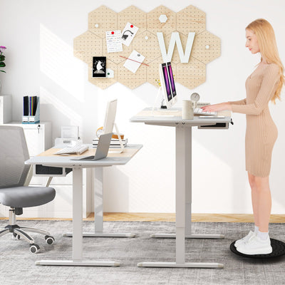 Height Adjustable Electric Standing Desk with USB Charging Port-Natural